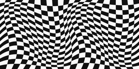 Leinwandbilder - Vector black and white racing flag, checkered convex canvas. Print for interior, surfaces, packaging, design. Seamless pattern.