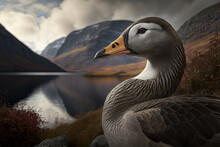 Photo Of A Graylag Goose In A Norwegian Mountainous Autum, Generative Artificial Intelligence