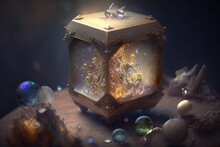 Ethereal Wonderment In A Fortune Box Loosely Lidded With Phantasmal Dices Generative AI