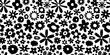 © Dedraw Studio - Black and white floral seamless pattern illustration. Vintage 70s style hippie flower background design. Monochrome color artwork, y2k nature backdrop with spring flowers.