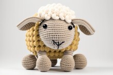 Cute Knitted Soft Toy Animal, Generative AI
