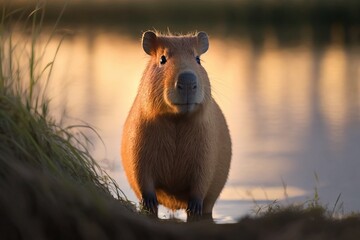 Capybara in his habitats, generative AI