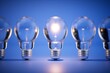 © Igor - the concept of idea generation. A light bulb turned on among the extinguished light bulbs. 3D render