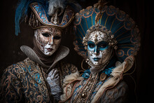 Colorful Carnival Masks At A Traditional Festival In Venice, Italy,generative Ai.