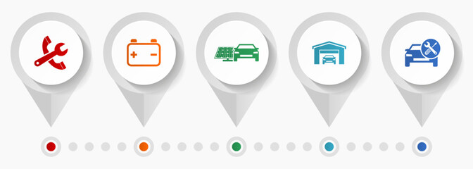 Poster - Car serivce vector icons, workshop flat design web pointers collection, business concept infographic template