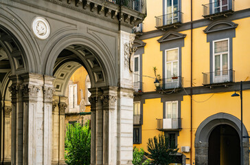 Wall Mural - shot of old buildings with beautiful historic architecture in southern Italy in Naples, Italy