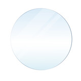 Round glass surface, transparent realistic glass plate. Acrylic or plastic textured translucent frame. Png