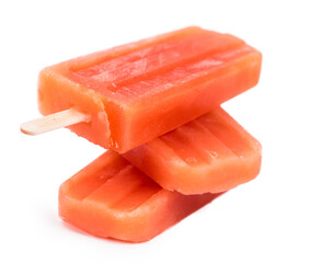 Wall Mural - Grapefruit Popsicles on transparent (background, selective focus)