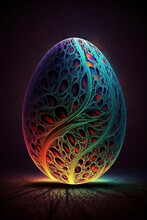 3D Abstract Easter Egg That Looks Like A Dragon Egg - Generative Ai