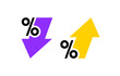 Percentage with arrow up and down, line icon. Percentage arrow with percent sign. Design concept for banking, credit, interest rate, finance and money sphere