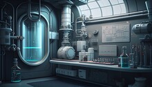 A Futuristic Laboratory With High-tech Equipment And A Sleek And Minimalist Design, Photorealistic, Insanely Detailed, Hyper Realistic, Super Detailed, Photography Generative AI