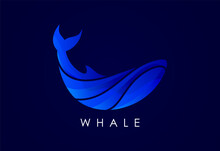 Modern Whale Gradient Logo. Fish Logo Design Template. Seafood Restaurant Shop Logotype Concept Icon.