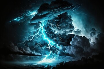 Sticker - Stormy night with lightning creeping across the sky. Generative AI