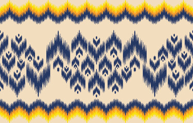 Wall Mural - fabric ikat seamless pattern geometric ethnic traditional embroidery style.Design for background,carpet,mat,sarong,clothing,Vector illustration.