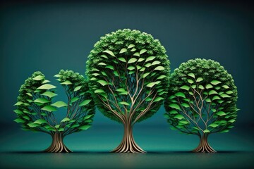 The idea of farming and long term plant development is represented by these small trees with green leaves. Generative AI