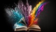 Rainbow Explosion: A Burst of Color from the Pages of a Book, AI-Generated Art