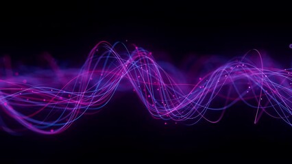 Wall Mural - futuristic stream of neon rays. optical fibers with data signals. particle trails background. commun