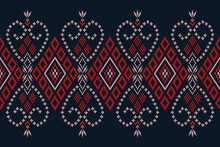 Cross Stitch Colorful Geometric Traditional Ethnic Pattern Ikat Seamless Pattern Abstract Design For Fabric Print Cloth Dress Carpet Curtains And Sarong Aztec African Indian Indonesian 