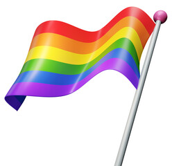 3d colourful LGBT rainbow pride flag illustration