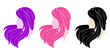 Woman heads logo. Beautiful female faces with long hair, beauty girl hairstyle logo silhouette vector elegance