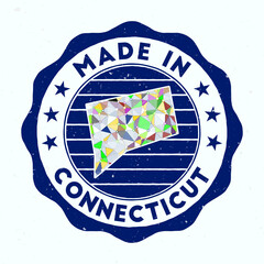 Wall Mural - Made In Connecticut. Us state round stamp. Seal of Connecticut with border shape. Vintage badge with circular text and stars. Vector illustration.