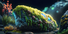 Beautiful digital art painting, colorful moss macro view. wallpaper background