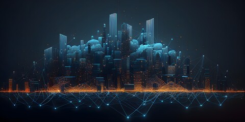 Wall Mural - Smart city and big data connection technology concept,Created using generative AI tools