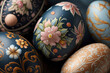 © MxCaptures - Close-Up of Easter Eggs with Stunningly Detailed Floral Patterns - Generative Ai