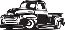 Vintage Pickup Truck Logo Monochrome Design Style
