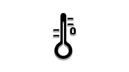 Sticker - Black Sauna thermometer icon isolated on white background. Sauna and bath equipment. 4K Video motion graphic animation