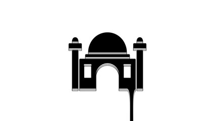 Wall Mural - Black Muslim Mosque icon isolated on white background. 4K Video motion graphic animation