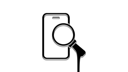 Sticker - Black Phone repair service icon isolated on white background. Adjusting, service, setting, maintenance, repair, fixing. 4K Video motion graphic animation