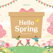 Spring Template With Beautiful Flower. Vector Illustration
