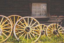 Antique Wood And Metal Wagon Wheels