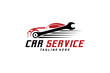 Speed ​​car service logo design, auto repair shop symbol vector illustration