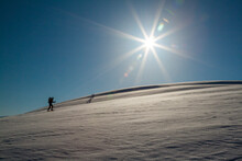 Man Snowshoeing In Winter Scenery In Garibaldi Provincial Park