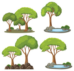 Wall Mural - Set of tree in cartoon style