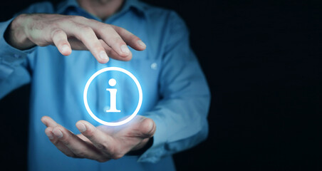 Canvas Print - male hands protect information symbol.
