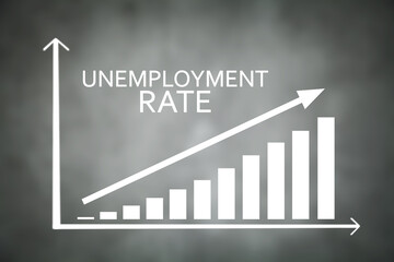 Sticker - Unemployment rate graph. Business concept