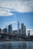 Fototapeta Miasta - Brooklyn Bridge with Manhattan skyline in background in New York City