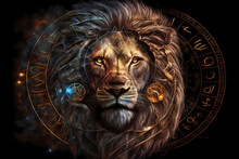 Leo Magical Zodiac Sign Astrology. Generative Ai Design.