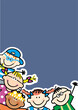 © janista - Template, group of little children, celebration card, art, conceptual vector illustration, dark blue background