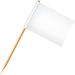 Toothpick flags. Wooden toothpicks with white paper flag. Location mark, map pointer.