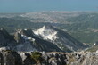 Marble quarries. Marble quarries of the Apuan Alps.Panorama of the mountains with greenery over the city of Carrara. Carrara, Tuscany, Italy
