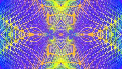 Leinwandbilder - Beautiful abstract symmetrical neon colored loop animation. 3d rendering HD