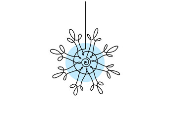 Wall Mural - hand drawing one single continuous line of snowflake isolated on white background eps 3.