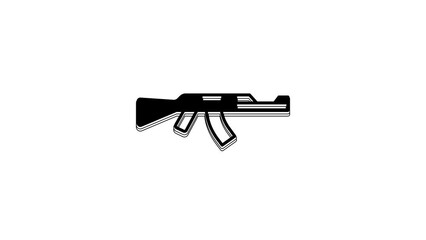 Wall Mural - Black Submachine gun icon isolated on white background. Kalashnikov or AK47. 4K Video motion graphic animation