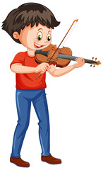Wall Mural - A boy playing violin musical instrument