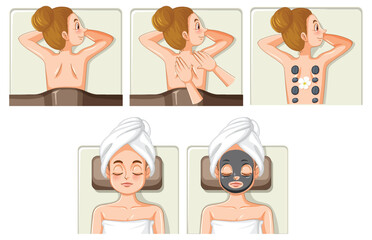 Poster - Collection of women enjoying spa treatments