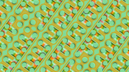 Aufkleber - Cartoon animated chip, with current flowing. 3d rendering digital animation 4K